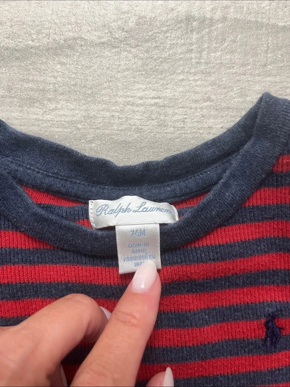 Polo by Ralph Lauren Red & Navy Striped Crewneck Sweater